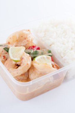 Tay gıda take away, pirinç limon soslu karides