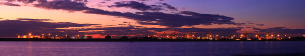 Sunset panorama view from port botany, Sydney.