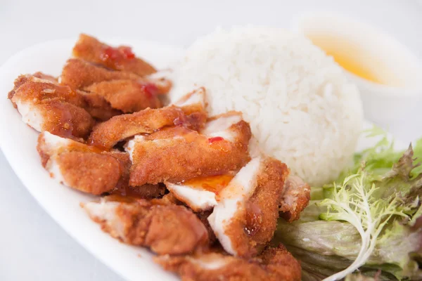 Fried chicken with rice — Stock Photo, Image