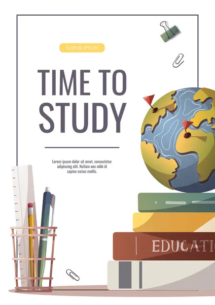 Flyer Ontwerp Met Studiemateriaal Voor Studeren Onderwijs Leren Terug Naar — Stockvector
