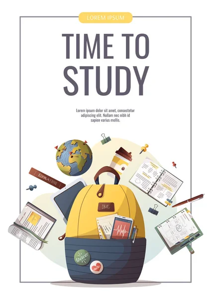 Folheto Com Material Estudo Para Estudar Educação Aprendizagem Voltar Para — Vetor de Stock