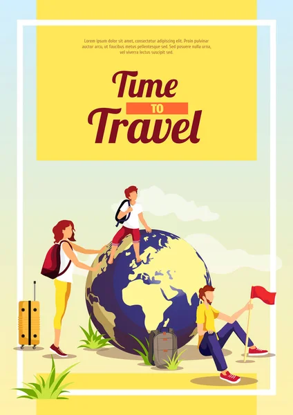 Bannerdesign Für Entdeckungen Welttourismustag Reisebüro Und Glückliche Familie Eltern Mit — Stockvektor