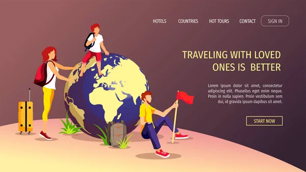 Дизайн Прапора Відкриття Всесвітній День Туризму Туристичне Агентство Щаслива Сім — стоковий вектор