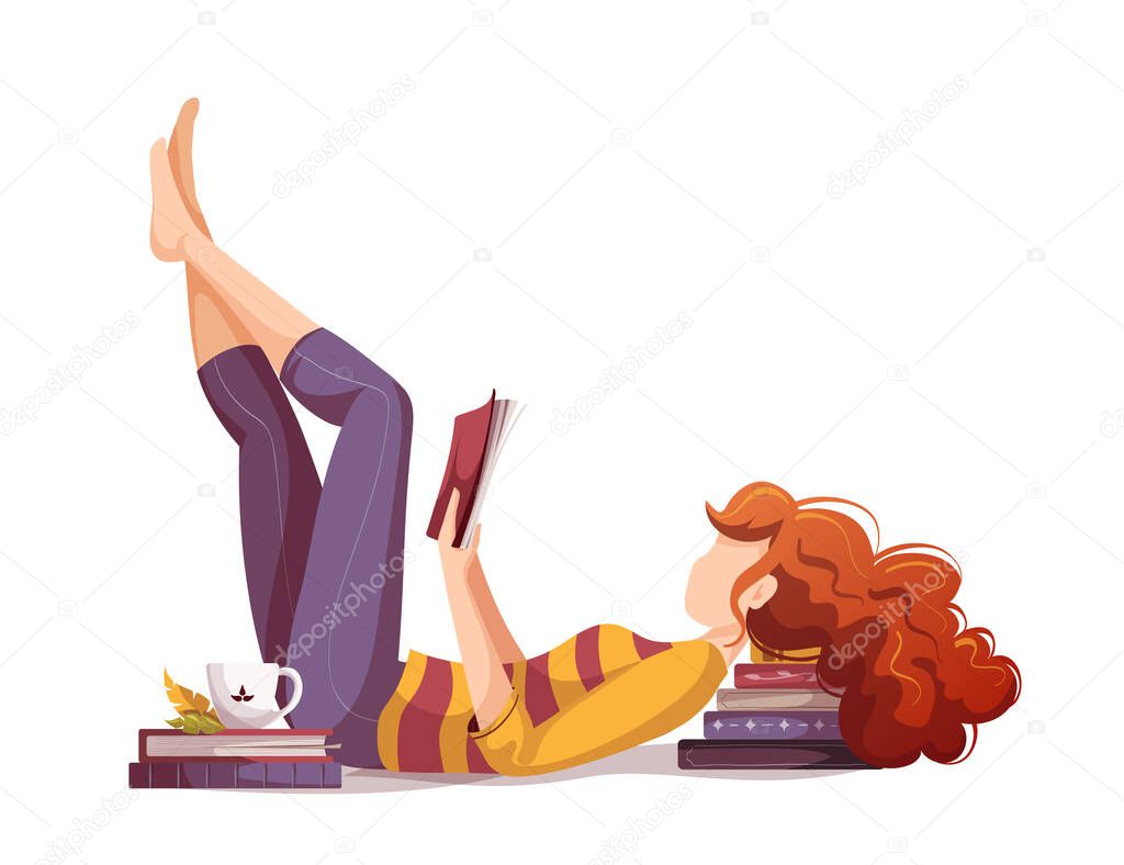 Women with books. Bookstore, bookshop, library, book lover, reading, education concept. Isolated vector illustration for poster, banner, website.