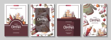 Sıcak kış kıyafetleri taşıyıcı illüstrasyon mutlu noeller konsepti 