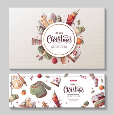 Mutlu noeller konsepti Mutlu yeni yıl konsept vektör çizimi 