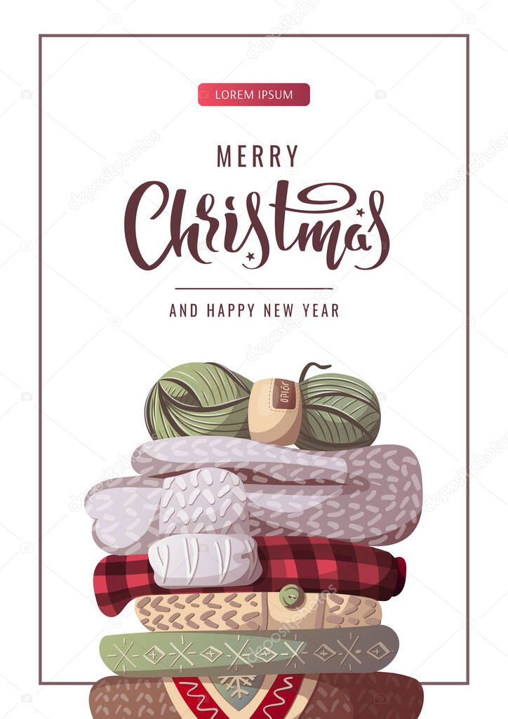 cozy winter clothes vector illustration merry christmas concept 