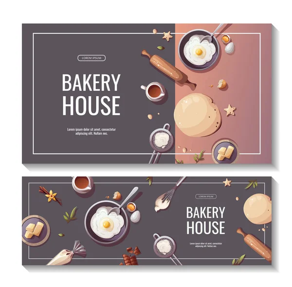 Set Baking Elements Baking Bakery Shop Cooking Sweet Products Dessert — Stockvektor