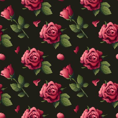 Güllerle kusursuz desen. vektör illüstrasyonu