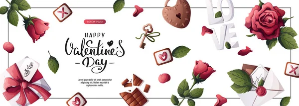 Шаблон Поздравительных Открыток День Святого Валентина Векторная Иллюстрация — стоковый вектор