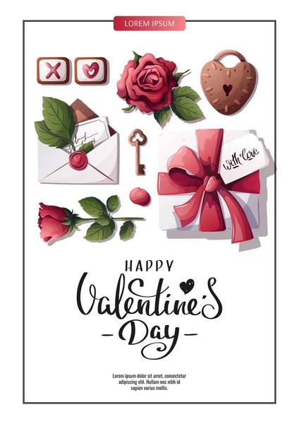 Valentijnskaart Vectorelementen Voor Uitnodiging Banner Brochure Flyer Poster — Stockvector