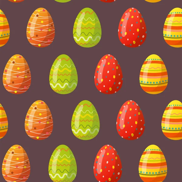 Nahtloses Muster Mit Farbigen Eiern Auf Weißem Hintergrund Ostern Perfekt — Stockvektor
