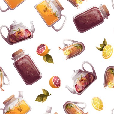 Çay seremonisi temalı kusursuz desen. Ürün tasarımı, duvar kağıdı, yapıştırma kitabı, tekstil ve ambalaj kağıdı için mükemmel..