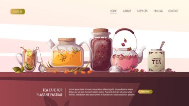 Web siteniz için tasarım şablonu. Çay saati afişi, web sitesi için el yapımı çay saati, poster..