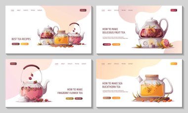 Web siteniz için dizayn şablonları. Çay saati afişleri, web sitesi için el yapımı çay saati, posterler..