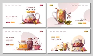 Web siteniz için dizayn şablonları. Çay saati afişleri, web sitesi için el yapımı çay saati, posterler..