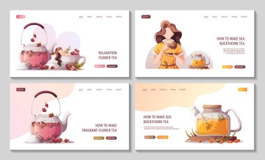 Web siteniz için dizayn şablonları. Güzel kadınlarla dolu çay saati afişleri, el yapımı çay saati posterleri..