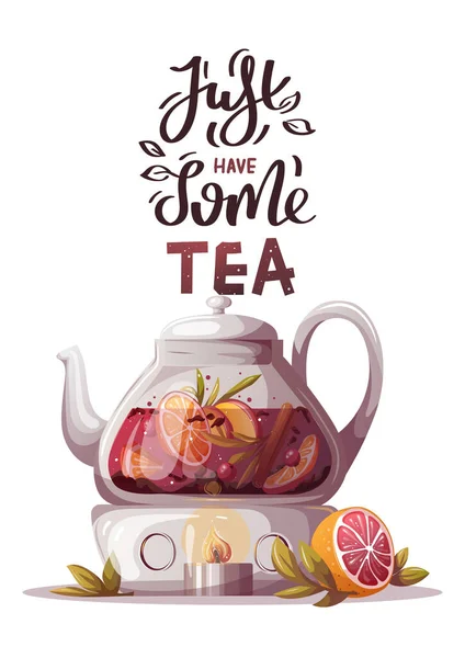 Design Template Flyer Tea Time Banner Hand Drawn Tea Time — Stock Vector