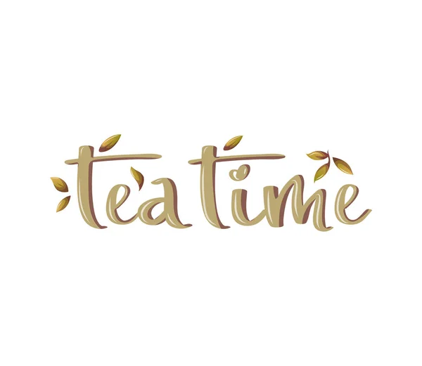 Tea Shop Typography Lettering Poster Tea Time — Stock Vector