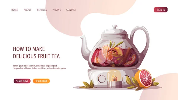 Modelo Design Para Seu Site Banner Hora Chá Tempo Chá —  Vetores de Stock