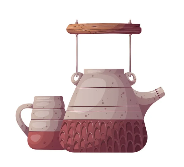 Design Tea Time Element Hand Drawn Tea Kettle — Stock Vector