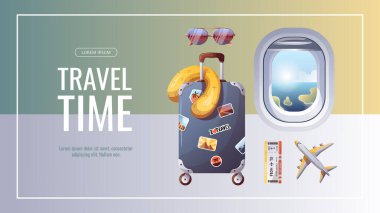 seyahat ve macera afişi, seyahat zamanı, turizm kartı, vektör illüstrasyonu. dizayn şablonu. 