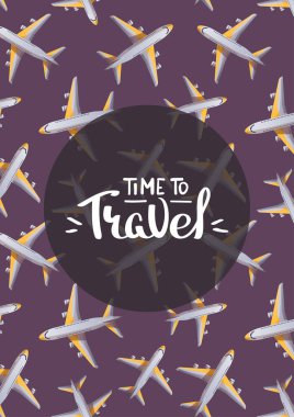 seyahat ve macera broşürleri uçak desenli, seyahat zamanı, turizm kartı, vektör illüstrasyonu. Tasarım şablonu. Turizm seyahat afişi 