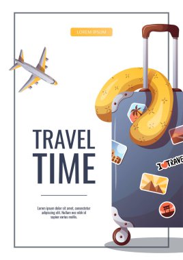 seyahat ve macera ilanı, seyahat zamanı, turizm kartı, vektör illüstrasyonu. Tasarım şablonu. Turizm seyahat afişi 