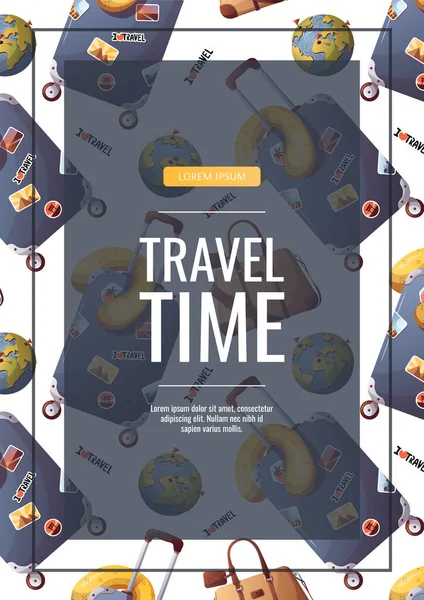 Viajero Viaje Aventura Tiempo Para Viajar Tarjeta Turismo Ilustración Vectorial — Vector de stock
