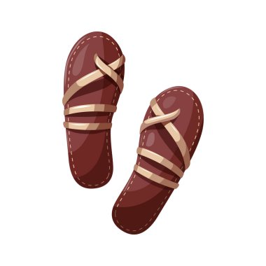 Beyaz arka planda sandaletler. Plaj, yaz ayakkabıları, moda konsepti. İzole vektör illüstrasyonu.