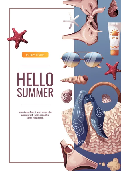 Summer Sale Flyer Beach Holidays Summer Vacation Party Concept Vector — Image vectorielle