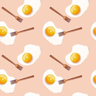 Yumurta ve çatallı kahvaltı. 