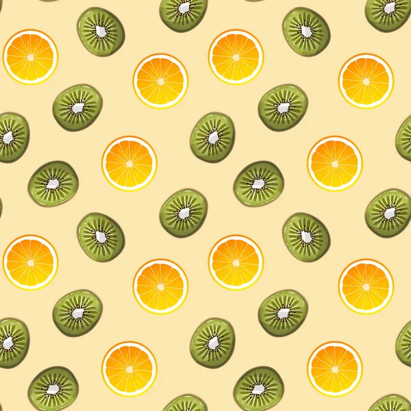 Breakfast Pattern Oranges Kiwis — 스톡 벡터