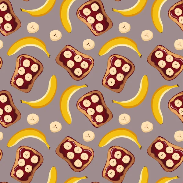Breakfast Pattern Sandwiches Bananas —  Vetores de Stock