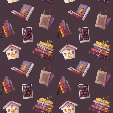 Reading books. Education concept vector background illustration.