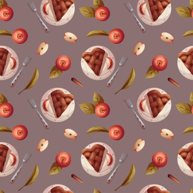 Sarı süveter, kitap, elma, balkabağı desenli kusursuz desen. Sonbahar, hasat, Şükran Günü, rahat ev, sonbahar konsepti. Vektör çizimi. Ürün tasarımı, duvar kağıdı, hatıra defteri için mükemmel..