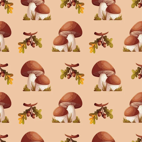 Seamless pattern with mushrooms. Autumn, harvest, thanksgiving day, fall concept. Vector illustration. Perfect for product design, wallpaper, scrapbooking.