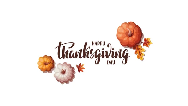 Carte Jour Thanksgiving Avec Des Citrouilles Colorées Lettrage Manuscrit Automne — Image vectorielle