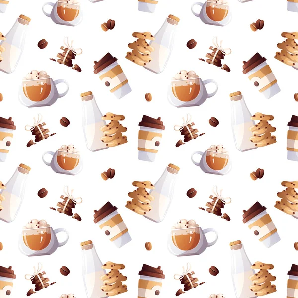 Kahve fincanı, süt ve kurabiyeler kusursuz. 