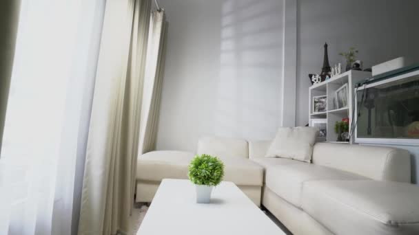 Indoor Design Interieur Met Witte Bank Geheel Witte Items — Stockvideo