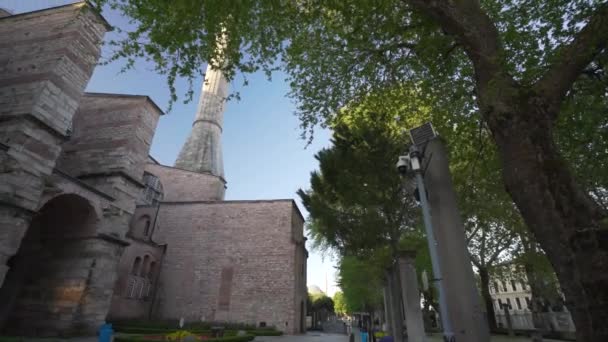 Het Prachtige Gebouw Van Hagia Sophia Moskee Turkije Werd Overdag — Stockvideo