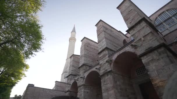 Het Prachtige Gebouw Van Hagia Sophia Moskee Turkije Werd Overdag — Stockvideo