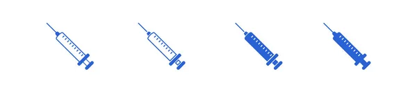 Conjunto Iconos Vacuna Jeringa Ilustración Plana Vector Médico — Vector de stock