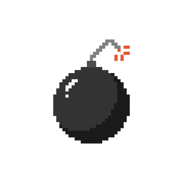 Bit Pixel Bomb Icon Black Art Colorful Vector Illustration 80S — Wektor stockowy