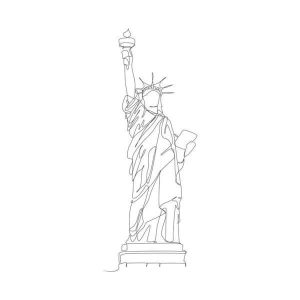 Estátua Liberdade Uma Linha Desenho Ilustração Eua Cidade Nova Iorque — Vetor de Stock