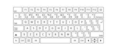 Gri arkaplanda klavye şablonu olan modern düz ağ şablonu. Vektör illüstrasyonu