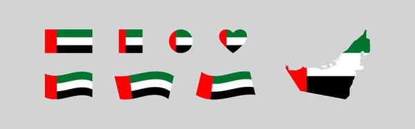 United Arab Emirates Set Flag Map Uae Country Icon Vector — Stock Vector