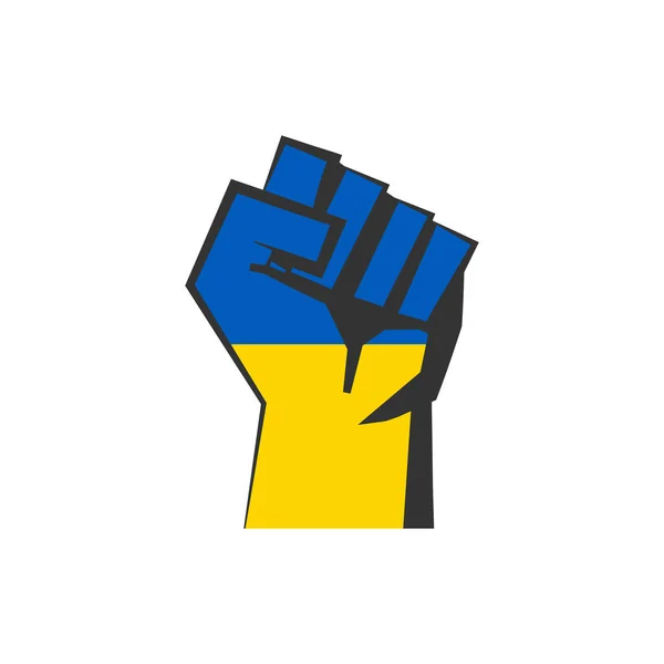 Menschliche Faust Ukraine Flagge Stoppt Den Krieg Zwischen Russland Und — Stockvektor