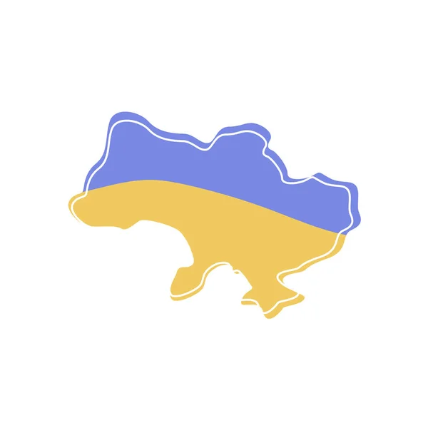 Oekraïne Kaart Tekening Geïsoleerd Pictogram Platte Illustratie Vectorvlag — Stockvector