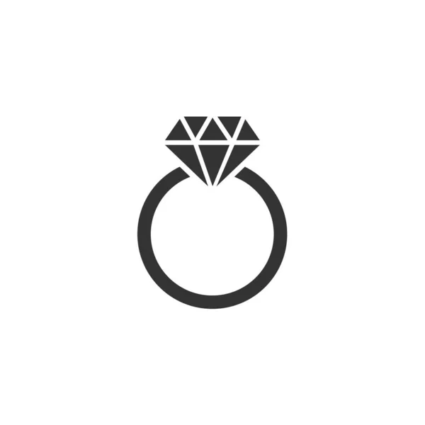 Wedding Ring Black Icon Flat Style Marriage Concept Linked Together — Stok Vektör